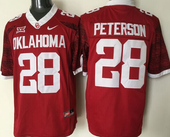 Men Oklahoma Sooners #28 Peterson Red Nike 2025 NCAA Jersey style 1->ncaa teams->NCAA Jersey